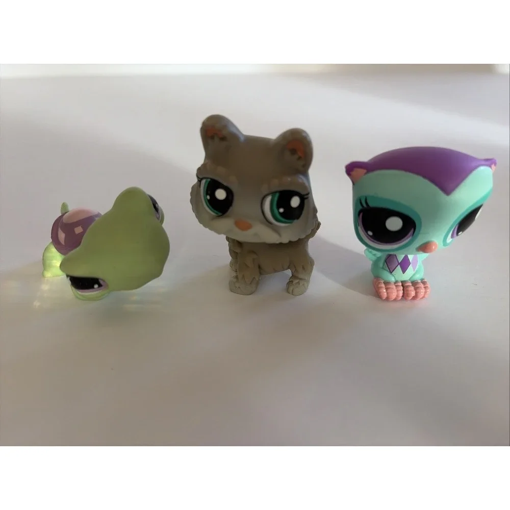 Littlest Pet Shop Set Of 3 - Turtle, Dog, Owl